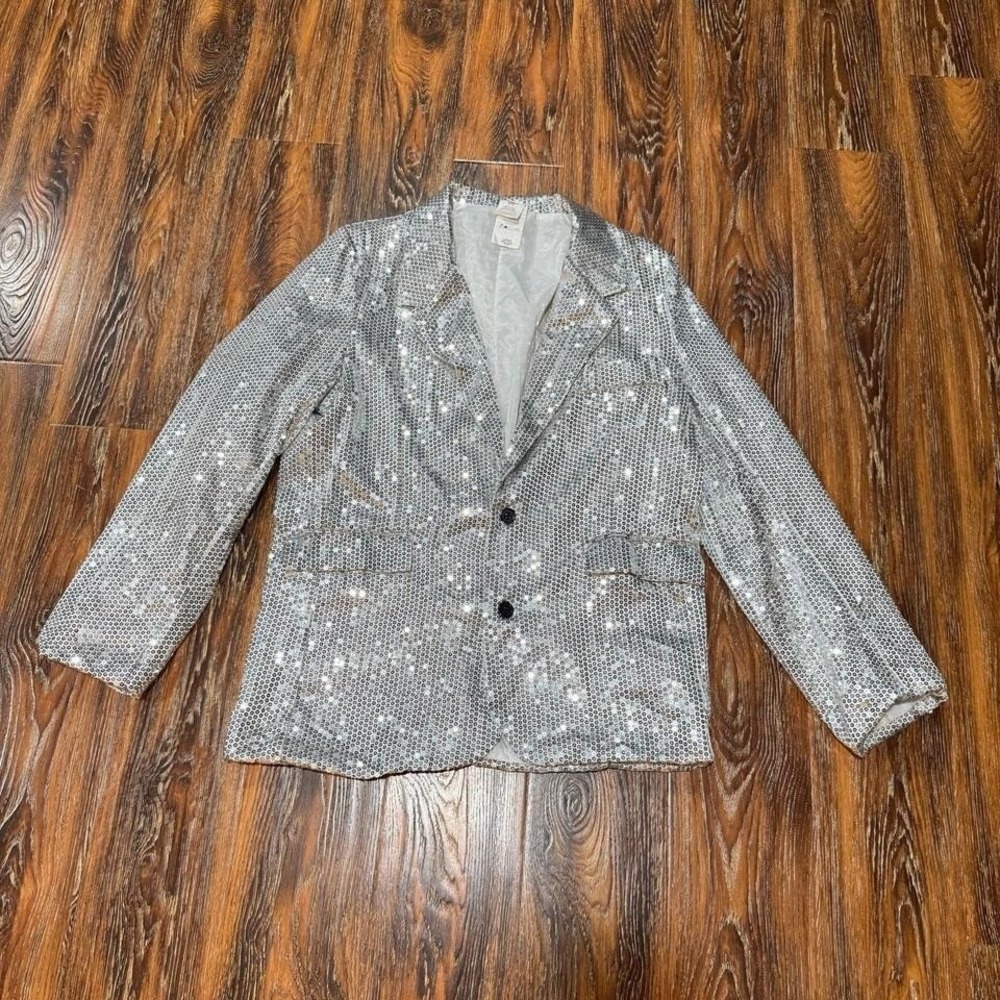 Men's Size L Bling Shimmery Blazer Costume Jacket Large Christmas Halloween‎
